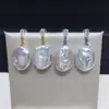 Brincos de Pérola de Água Doce Naturais de Zhuji Quadrado Barroco Simples Quadrado Diamante Moda Brincos de Tarraxa de Pérola Fornecimento Atacadista