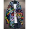 Chaqueta de Invierno Transfronteriza para Hombre con Forro de Felpa Estampado, Engrosada, Cortavientos, Manga Larga, Cremallera, Moda, con Capucha, Corte Holgado