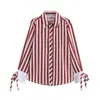 Comercio Exterior Transfronterizo 2026 Nuevo Verano Estilo Europeo y Americano Camisa de Rayas Decorada con Lazo Top F612514