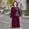 Vestido Moderno para Mãe, Caimento Solto, Comprimento Médio, Novo para Outono, Manga Longa, Patchwork, Falso Duas Peças, para Mulheres de Meia-idade e Idosas
