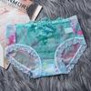 Calcinha Feminina Bordada Estilo Palácio Algodão Puro Renda Transparente Malha Bordada Sexy Tentação Cintura Média Calcinha Feminina