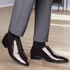 Otoño Nuevo Zapatos de Vestir de Cuero Patentado Puntiagudos para Hombre Juveniles Versátiles con Cordones Talla Grande Zapatos de Hombre Zapatos de Novio para Boda