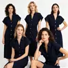 Moda europea y americana transfronteriza para mujer, popular en AliExpress, elegante vestido midi para ir al trabajo, estilo socialité, corte ajustado, entallado en la cintura, vestido de longitud media