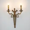Lámpara de Pared Retro Francesa de Cobre Macizo Luz Europea de Lujo Fondo de Sala de Estar Dormitorio Decoración de Mesita de Noche Iluminación de Pasillo Estilo Bauhaus