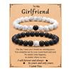 Pulsera de pareja de pino blanco esmerilado con cuentas hechas a mano transfronteriza europea y americana, hombre y mujer, traje de pulsera blanco y negro, accesorios de Yiwu, pulsera