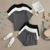 Comercio Exterior Transfronterizo Estilo Europeo y Americano Conjunto de Seis Piezas de Ropa para el Hogar de Verano para Mujer Camiseta de Color Sólido con Cuello Redondo y Pantalones Cortos Pijama