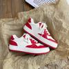 Zapatillas Deportivas Mujer Primavera y Otoño Nuevos Zapatos Rojos Blancos Mujer Suela Gruesa Explosiones Combinan con Todo Casual Cuero Transpirable Zapatillas