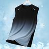 Colete Esportivo Gradiente Secagem Rápida Masculino Roupas de Fitness de Verão Camiseta de Manga Curta de Seda Gelada Secagem Rápida Colete Sem Mangas Cesta