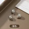 Botones tallados retro para Hanfu y cheongsam, botones redondos huecos de plástico estilo chino en dorado y plateado, botones decorativos para traje Tang cosidos a mano