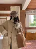 Abrigo de Imitación de Lana de Cordero Vintage para Mujer Invierno Forro de Polar Diseño Engrosado Gamuza Piel Integrada Estilo Academia