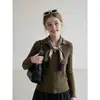 Otoño Nuevo Clásico Estilo Old Money Tejido de Punto Trenzado Solapa Temperamento Prendas de Punto Bufanda de Seda Conjunto de Dos Piezas Mujer