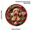 Decoração de placa de porta redonda de madeira de Natal, pingente de decoração de árvore de Natal para varanda externa, teca antiga Binxin