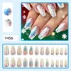 Unhas Postiças de Natal Adesivos para Nail Art Formato Ballet Floco de Neve Degradê Unhas Postiças Transfronteiriças Unhas Postiças de Natal Atacado
