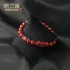 Pulsera de Arena de Cristal de Cinabrio Crudo Natural, Pulsera del Año de la Serpiente para Hombres y Mujeres, Joyería Mayorista Pixiu Doble Atractora de Riqueza
