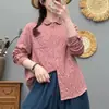 Camisa de manga larga de gasa de algodón de doble capa con estampado floral pequeño para mujer, holgada y favorecedora, vintage de otoño, artística, casual, versátil, básica