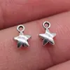 6x 8mm 0.2g plata antigua DIY accesorios hechos a mano sol, luna y estrellas pequeño colgante de estrella de cinco puntas