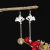 Accesorios de Joyería Hechos a Mano: Base para Aretes de Plata DIY, Montura Vacía para Piezas de Bordado, Base para Aretes Vintage con Borla Pequeña, Bordado Miao