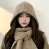 Chapéu e Cachecol Estilo Novo Coreano Tudo-em-Um Chapéu de Tricô Quente para Mulheres Proteção de Orelha de Inverno Balaclava Chapéu para Homens Chapéu de Lã