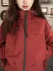 Moda de Primavera 2026 Cortavientos Impermeable con Capucha y Cintura Ajustada Chaqueta de Trabajo Estilo Coreano Abrigo Casual para Mujer