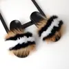 Sapatos de Pelo de Raposa Real Europeus e Americanos para Comércio Exterior Femininos Verão Pelo de Pele Chinelos Sandálias Baixas Pelo de Guaxinim