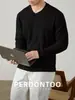 Camiseta Masculina com Textura de Torção Dupla, Gola Henley Clássica, Manga Longa, Outono/Inverno, Tricô Pesado Fashionável com Caimento