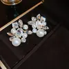 Pendientes de Perla Redondos Geométricos con Tachuelas de Diamante Color Plata, Lujo Ligero, Gama Alta, Exquisitos, Elegantes, Versátiles para Mujer