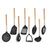 Conjunto de 8 peças de utensílios de cozinha de nylon por atacado de fábrica para uso doméstico, espátula para refogar, espremedor de batata, concha de sopa, espátula para cozinhar, colher, conjunto de utensílios de cozinha