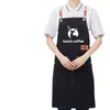 Avental de Lona Impermeável Catering Chá com Leite Panificação Loja de Chá com Leite Moda Feminina Floricultura Cafeteria Restaurante Roupas de Trabalho Estampa