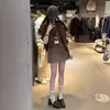 Chaqueta Elegante Marrón Estilo Nuevo Primavera y Otoño 2026 para Mujeres Menudas, Abrigo Corto Vintage de Gamuza para Mujeres