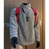 Suéter de forro polar de visón para niños, nuevo jersey estilo coreano otoño/invierno 2024 con cuello alto, capa base engrosada para niños mayores