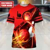 Camiseta de Verano Nueva y Popular Calavera de Bolos Impresión Completa 3D Unisex Deportiva Casual Transpirable Camiseta Superior