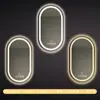 Espejo de baño inteligente ovalado para pared salón de belleza con luz pantalla táctil LED inducción antivaho espejo de tocador HD