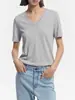 E-Dong PedidoEstilo Coreano Ins Cor Sólida Gola V Tricô Manga Curta Camiseta para Mulheres, Verão Fresca e Relaxada Solta Top