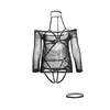 Lencería Erótica Privada con Temática de Luna, Sexy Transparente de Tres Puntos Transfronteriza Europea y Americana Malla de Entrenamiento Reina Remache de Metal Atadura Uniforme de Abstinencia