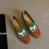 Zapatos Planos de Slip-on con Bordado de Gatito Estilo Chino Nuevo para Primavera y Otoño 202, Zapatos de Guisante para Abrigo, Zapatos Planos Individuales para Viajes de Commuter para Mujer