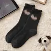 Calcetines de estilo japonés con mosaico hasta la pantorrilla, Calcetines lindos de dibujos animados con puño 3D hasta la pantorrilla, Calcetines lindos para niña estudiante de otoño e invierno para mujer