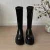 Nuevas Botas Altas de Mujer Francesas para Otoño Negras Adelgazantes Botas Altas Suela Gruesa Botas de Jinete Adelgazantes
