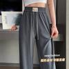 Pantalones de Verano de Seda de Hielo Fina con Logo de Mariposa, de Cintura Alta, Sueltos, con Caída, para Figura, Casuales, Sueltos, Rectos, Delgados, de Pierna Ancha para Mujer
