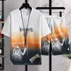 Conjunto de Dos Piezas Versátil de Camiseta y Shorts para Moda Deportiva Juvenil 2026, Nuevo Conjunto Casual con Degradado para Hombre de Verano