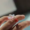 Anillo Yao Yao Flor de Durazno Esmaltada de Zibo Joyería de Vidrio Hecha a Mano Pura Regalo de Cumpleaños Diseño de Nicho de Gama Alta Lujo Ligero