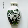 Pegatina para Refrigerador Moda Retro Hogar Refrigerador Imán Maceta Azul y Flor Panda Imán Cerámico