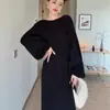Vestido de Punto Elegante Versátil Estilo Hepburn, Ajuste Delgado, Vestido Largo Elegante de Corte Holgado para el Trabajo, Vestido de Alta Gama que Ceñe la Cintura