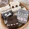 Meias de Lã para Mulheres, Novo Estilo Outono e Inverno, Quentes e Espessadas, Meias Femininas Japonesas Retrô Fair Isle de Cano Médio, Meias Largas, Transfronteiriças