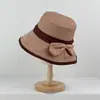 Sombrero de Pescador Coreano con Bloques de Color y Lazo para Mujer, Estilo Primavera y Verano, Sombrero Transpirable con Protección Solar, Rejuvenecedor, Versátil Sombrero de Sol para Exteriores de Ala Ancha