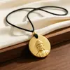 Pingente grande auspicioso de Guanyin banhado a ouro com um design simples e elegante, colar sólido, presente estilo chinês, popular em transmissões ao vivo