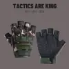 Luvas Táticas de Meio Dedo para Esportes ao Ar Livre, Montanhismo, Antiderrapantes, Resistentes ao Desgaste, Respiráveis, Combate, Motocicleta e Uso Tático
