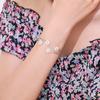 Pulsera Margarita de Cobre Plateado en Stock Moda Japonesa y Coreana Personalizada Dividida 4 Rama de Flor Margarita Pulsera Abierta