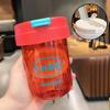 Vaso de agua pequeño y pequeño para niñas, vaso de color alto con tubo de pajita, vaso de plástico transparente portátil y sencillo para estudiantes de verano.