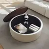 Mesa de Centro Redonda Estilo Cream Francês Sala de Estar Uso Doméstico Designer Criativo Luxo Leve Sensação de Alto Padrão Organização de Armazenamento Mesa de Chá