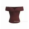 Nueva Moda de Verano Elegante Sexy Ajustado Sin Hombros Fruncido Top Camiseta para Mujer